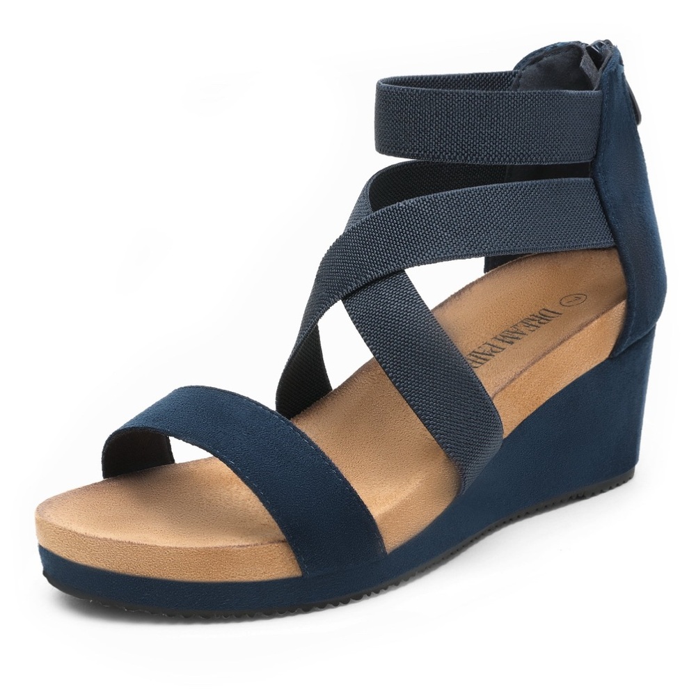 Dream Paris Elastica Ankle Strap Open Toe Platform Wedge Sandal
